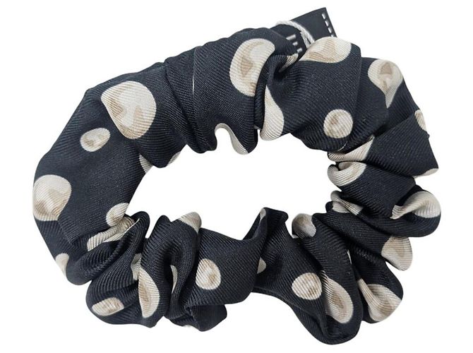 Scrunchie in seta nera Chanel Nero 