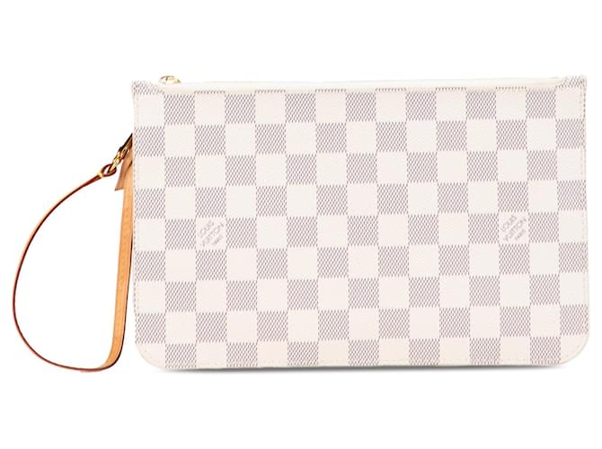 Louis Vuitton White Damier Azur Neverfull Pouch MM Cloth  ref.2417313