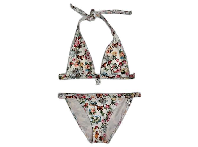 Bikini Christian Dior con Estampado Floral y Mariposas Multicolor