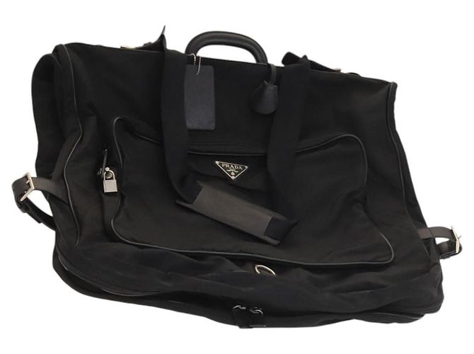 PRADA Garment Cover Nylon Black Silver Auth bs28232 Silvery