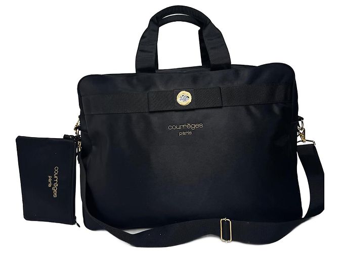 Vintage Courreges Paris 2Way Baumwoll-Duffelbag schwarz