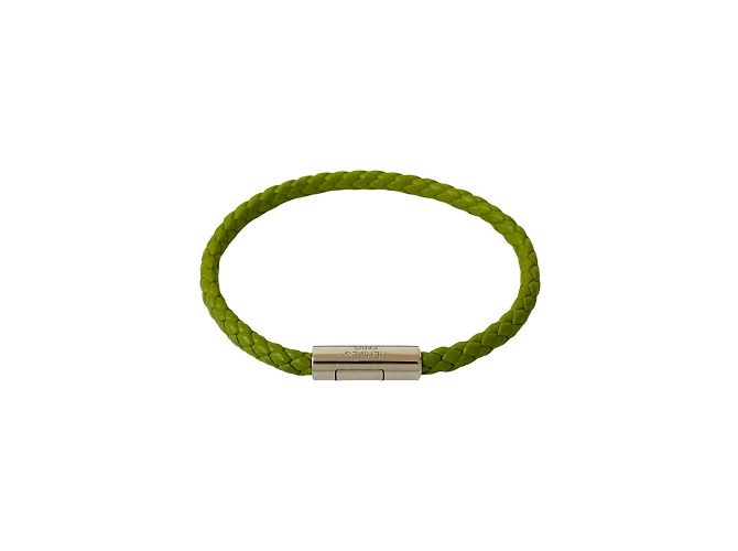 Pulseira de couro trançado Goliath da Hermès Verde