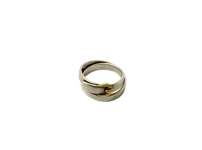 Hermès Double True Ring Silber Golden Geld Gelbes Gold