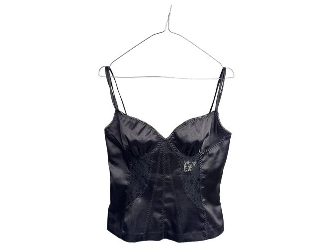 Dolce & Gabbana Schwarzes Satin-Corsett-Top