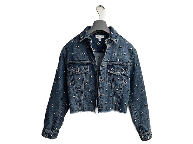 Alaïa Blaue Denimjacke mit Ösen Cropped
