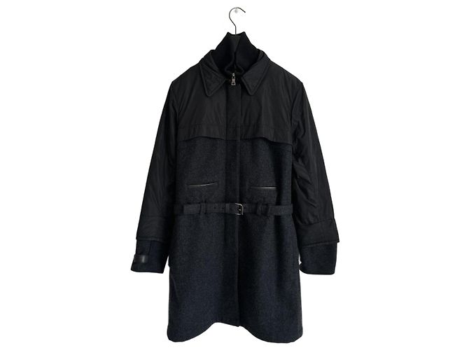Casaco duplo de lã e nylon Prada preto