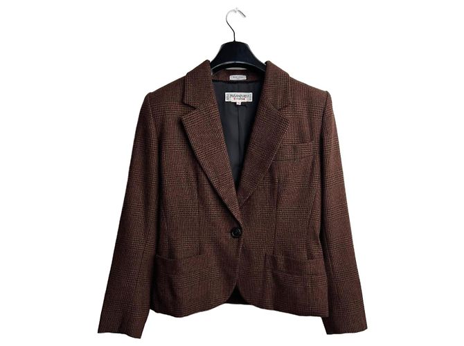 Yves Saint Laurent Iconic Blazer Brown Wool 