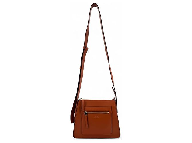 Bolsa transversal Smythson Bond de couro laranja