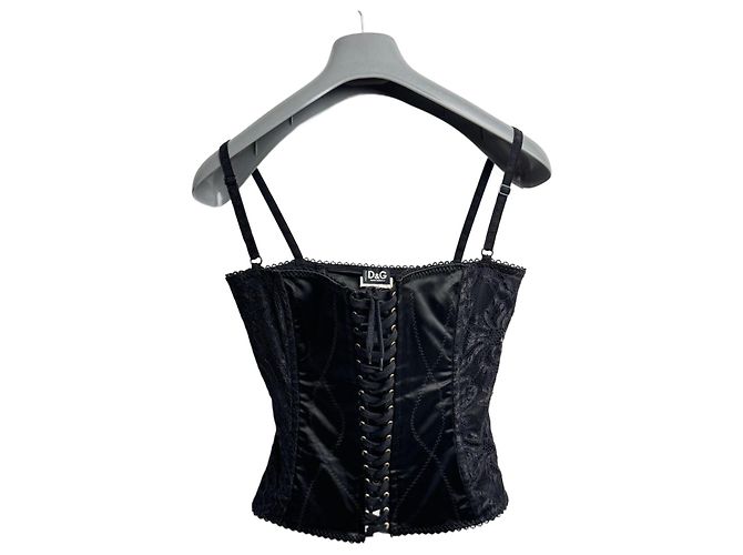 Dolce & Gabbana Top Bustier Corset de Renda Preto