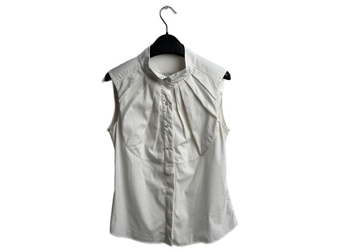 Blusa sin mangas de algodón blanco Céline 
