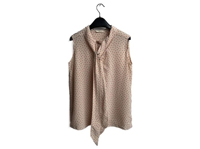 Céline Seidenbluse mit Herzprint beige rot