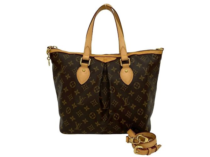 Bolso de mano de cuero Monogram Palermo PM de Louis Vuitton Castaño
