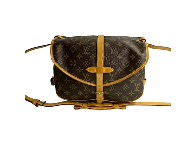 Louis Vuitton Saumur 30 Monogram Leather Shoulder Bag Brown Plastic  ref.2418489