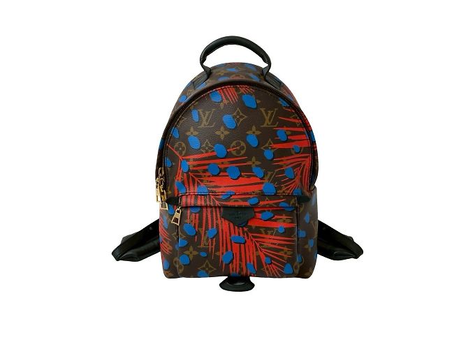 Mochila de couro Monogram Jungle Dot Palm Springs da Louis Vuitton Marrom Vermelho Azul