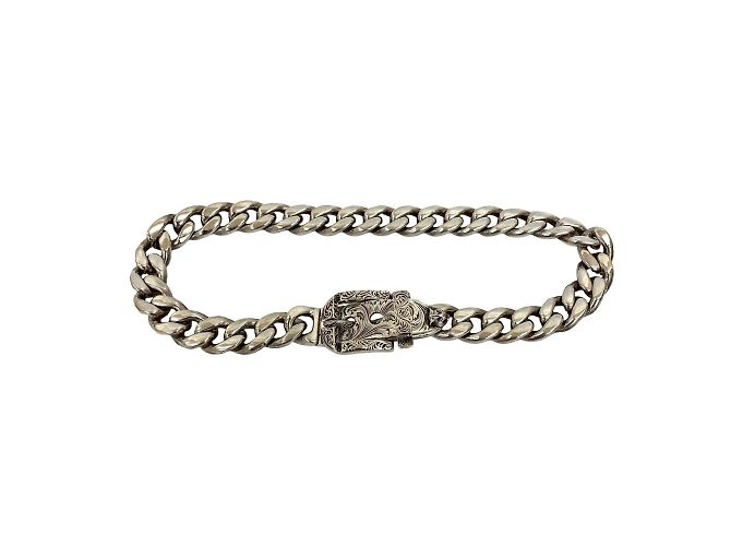 Colar de corrente com cabeça de gato arabesco GUCCI Prata
