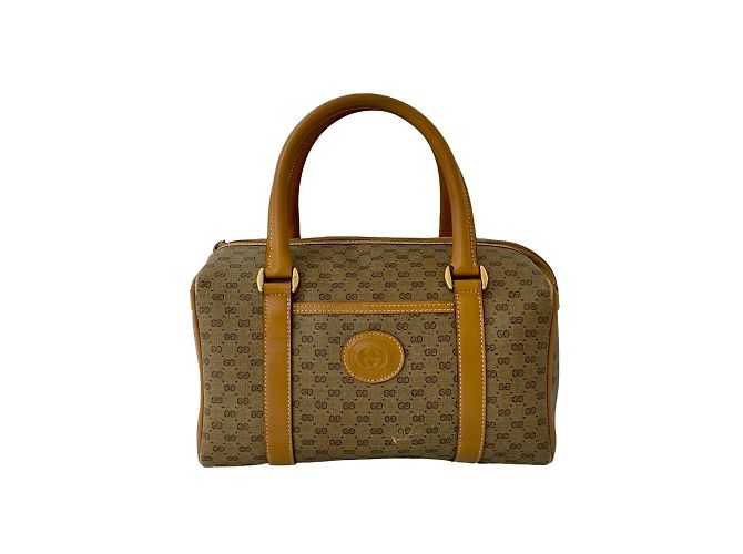 Bolsa de couro com logo GG micro antigo da Gucci Marrom