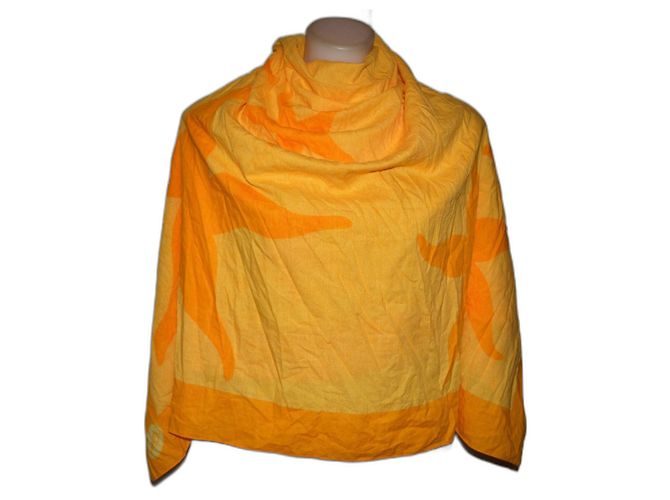 Autre Marque Stola in cotone borbonese arancione e gialla Giallo
