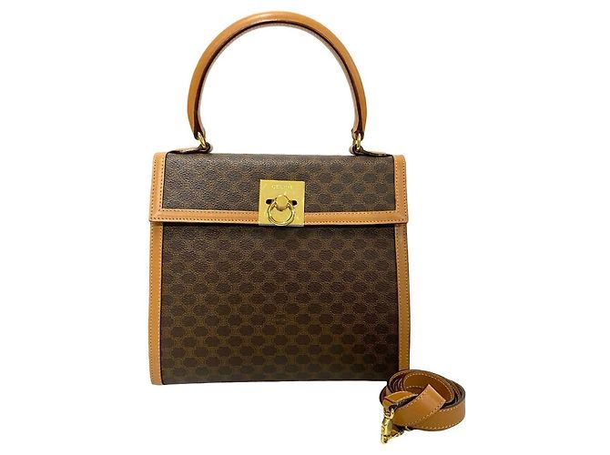 Céline Borsa a mano Celine Macadam Blason Triomphe Marrone Beige