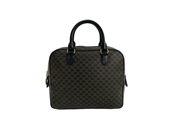 Céline Borsa in pelle Celine Macadam Blason Triomphe Marrone Nero