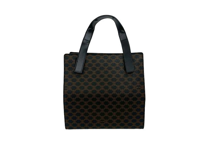 Céline Bolsa de couro com padrão Macadam Blason CELINE / Mini bolsa tote Marrom Preto