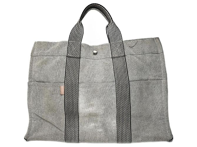 Sac tote vintage Hermès en coton blanc