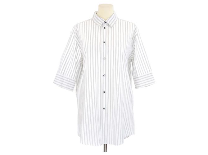 Camisa de botones de manga tres cuartos a rayas blanca/negra de Dolce & Gabbana
