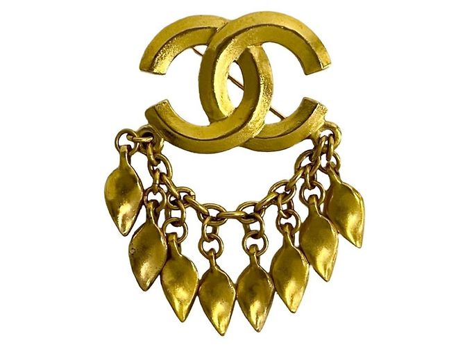 Goldene Brosche mit Coco Mark Motiv 96P von Chanel