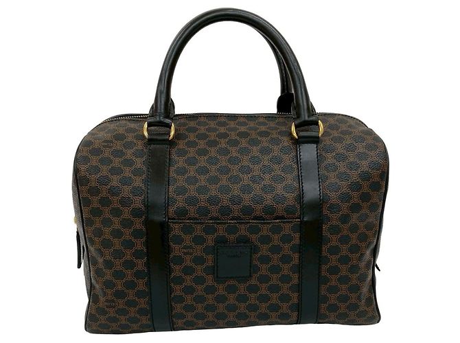 Céline CELINE Macadam Blason Triomphe Lederhandtasche Braun Schwarz