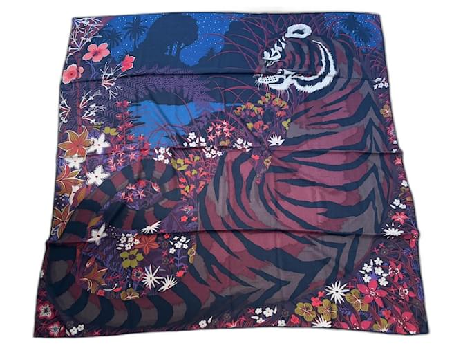 Sciarpa Hermès 140 Tyger Tyger Multicolore Seta Cachemire