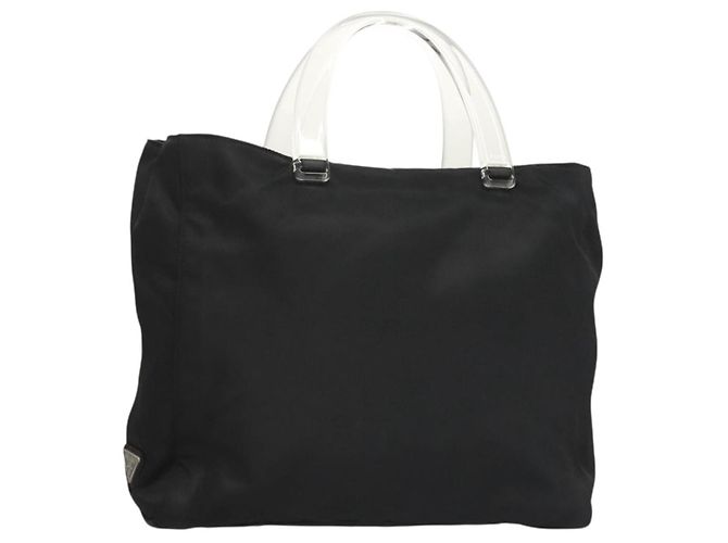 PRADA Sac à main en nylon noir clair Auth am8816
