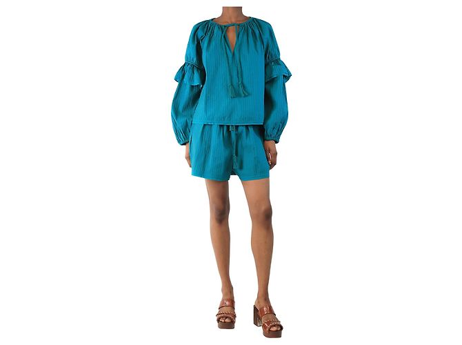 Ulla Johnson Ensemble blouse et short teal - taille UK 6 Vert
