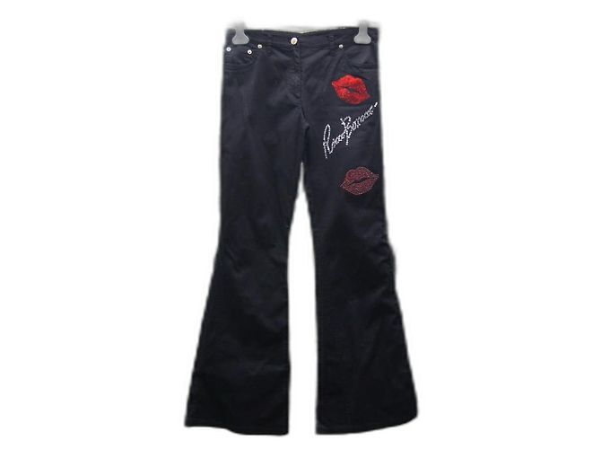 ROCCOBAROCCO Schwarze Baumwollhose mit Strass Details