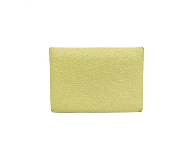 Hermès Portafoglio Calvi Duo in pelle Epsom Hermes Giallo