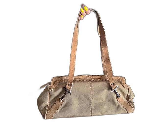 Bolsa Tod's bege de algodão e pele