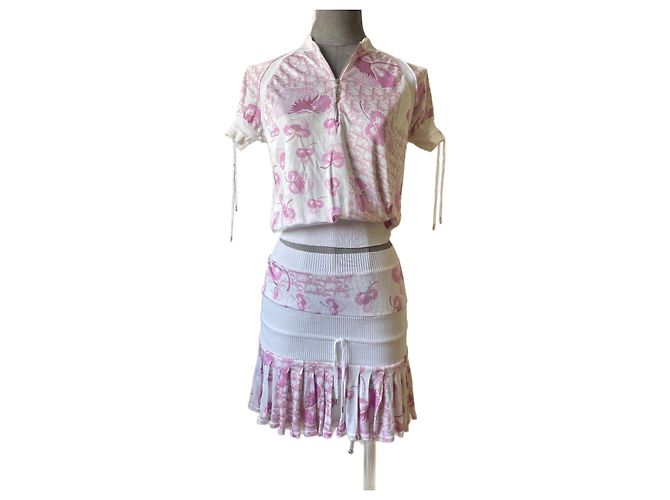 Conjunto de saia Dior Cherry Blossom rosa em viscose