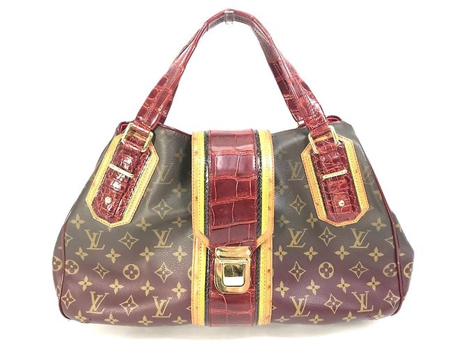 Bolsa Boston/ombro Louis Vuitton Monogram Mirage com fecho Greet Marrom Vermelho