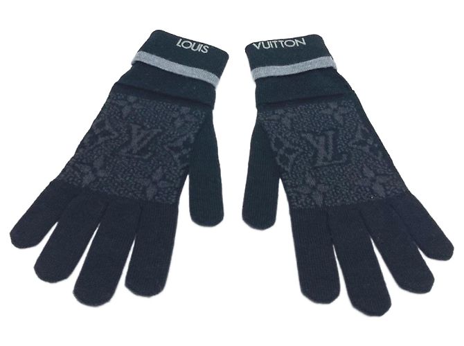 Louis Vuitton Men's Wool Gloves Brown Black