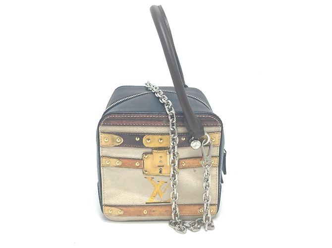 Bolsa de couro Trompe l'oeil Chain 2 em 1 Louis Vuitton Preto Bege