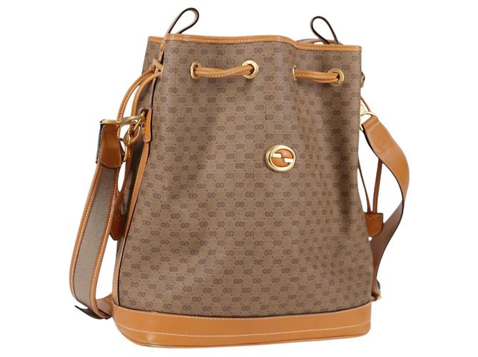 Gucci Borsa a Spalla Micro GG Supreme PVC Beige Oro Auth ep9824 D'oro