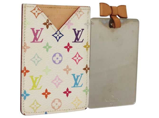 LOUIS VUITTON Monogramm Multicolor Etui Miroir M92651 LV Auth 135691 Weiß