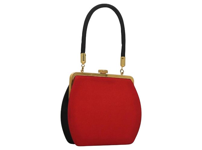 Borsa a mano FENDI in nylon rosso e oro Auth 135610 D'oro