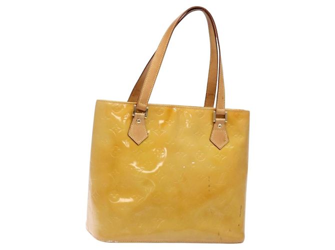 LOUIS VUITTON Sac à main Monogram Vernis Houston Beige M91004 LV Auth 135882