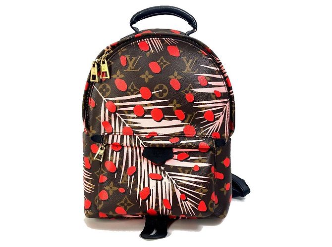 Sac à dos Palm Springs PM Jungle Dot Monogram Louis Vuitton Marron Rose Rouge