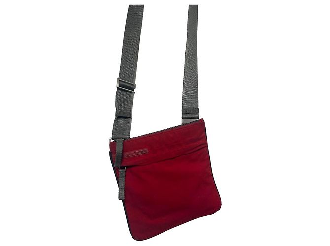 Prada VA032 Saddlebag Red Canvas