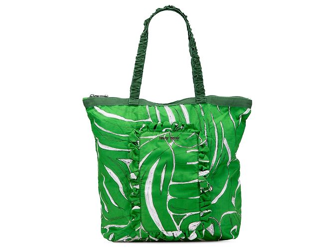 Miu Miu Green Canvas Printed Ivy Tote