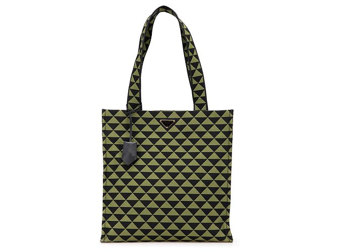 Prada Grüner Jacquard Triangolo Symbole Einkaufstasche
