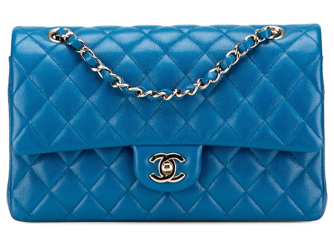 Chanel Blu Medio Classico Caviar Doppio