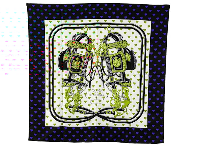 Hermès White Brides de Gala Love Silk Scarf Cloth  ref.2422935