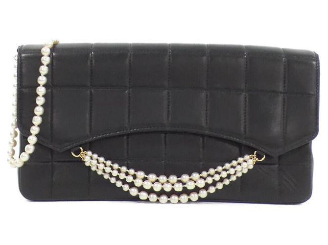 Borsa a spalla in pelle nera Chanel Nero