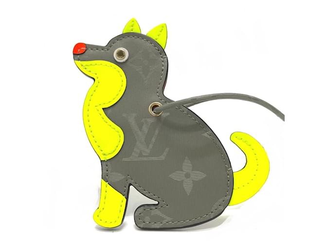 Louis Vuitton Monogram Titanium Porte Address Dog Charm Brown Patent leather  ref.2423200